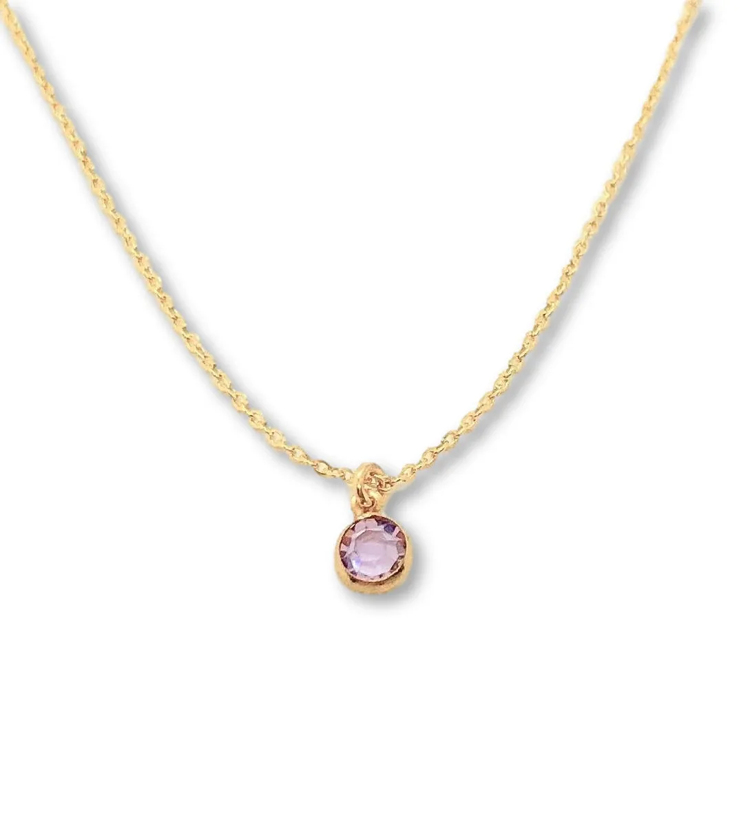 June Alexandrite Crystal Birthstone 14K Gold Necklace