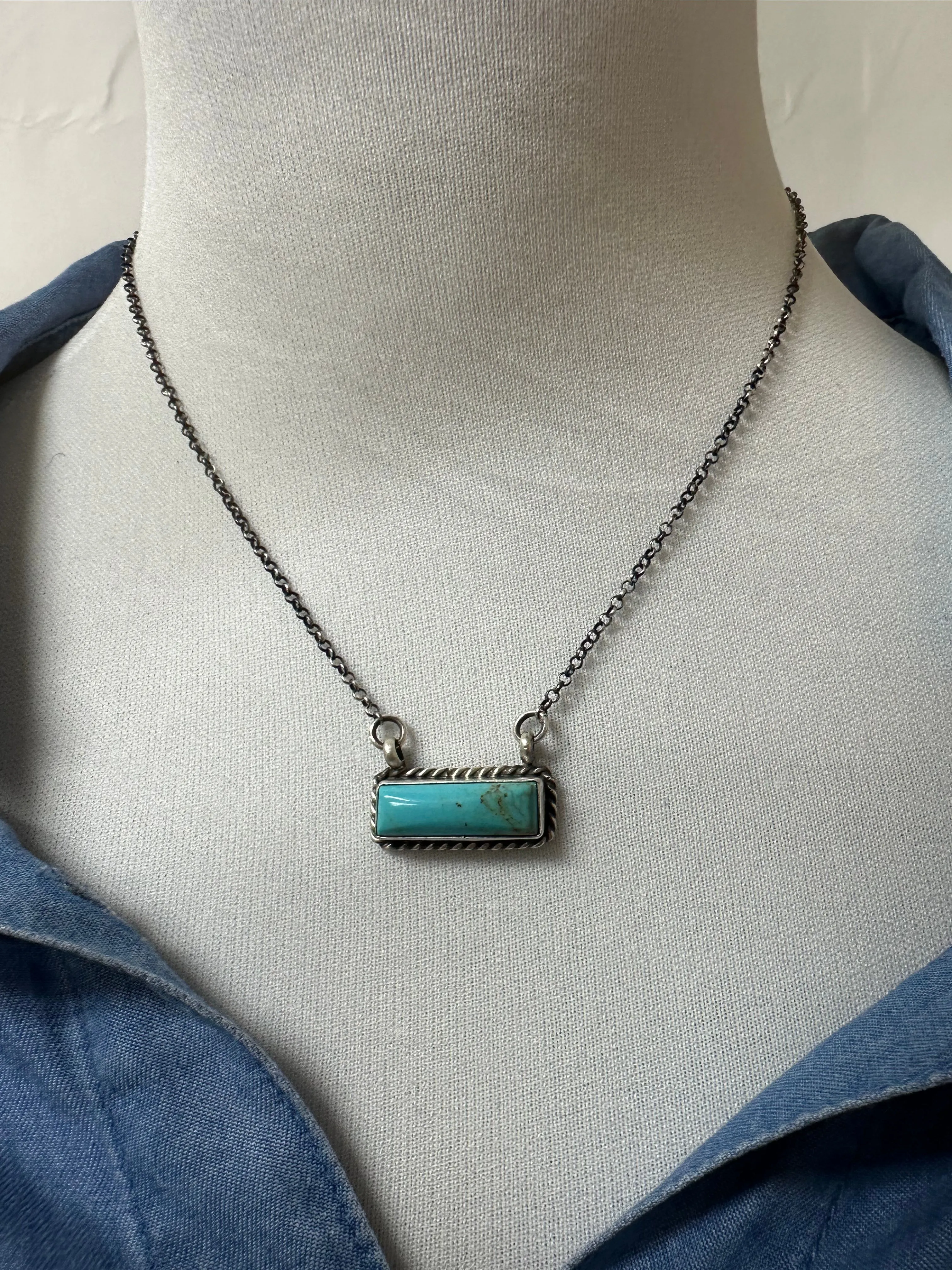 Kingman Turquoise Bar Necklace