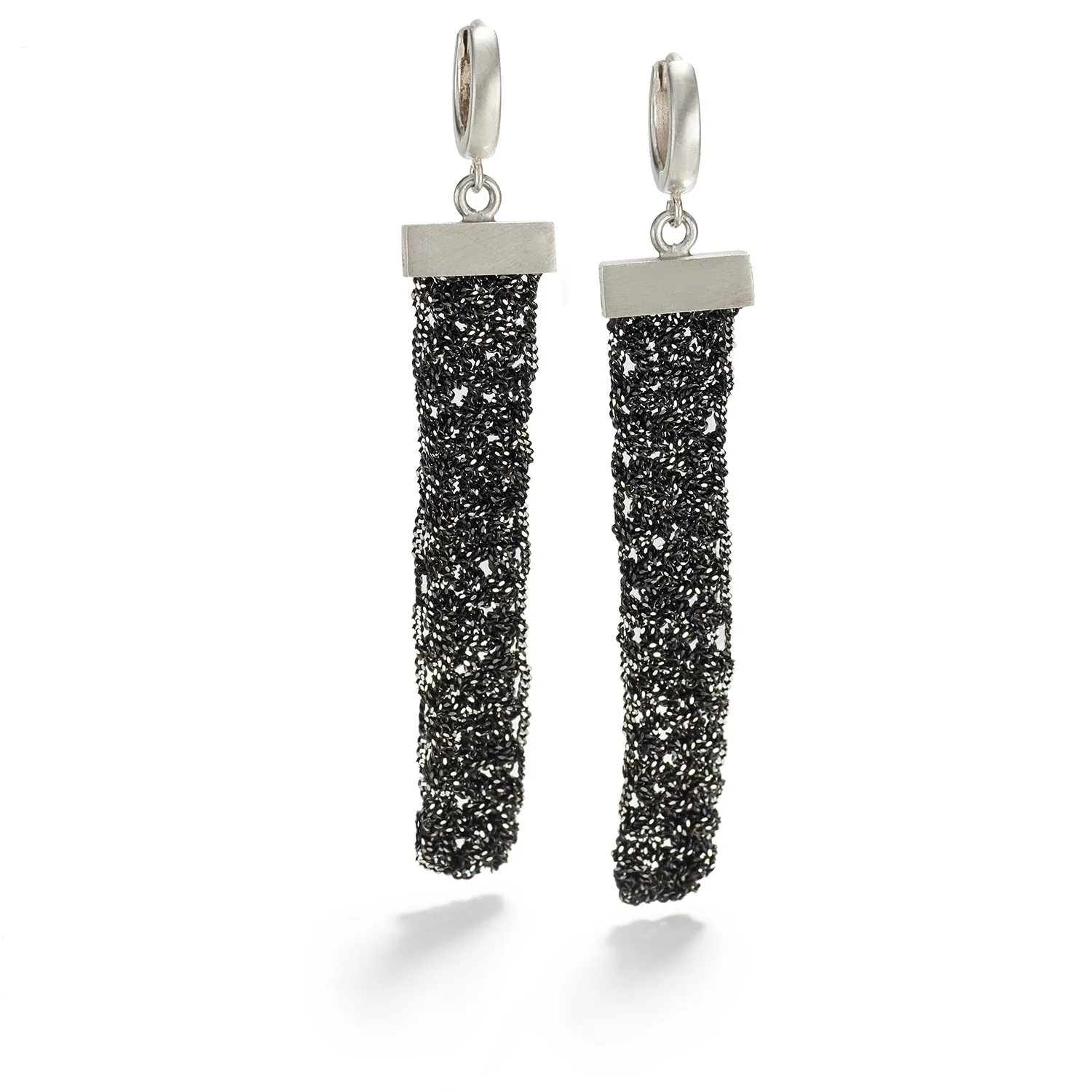 Knitted Oxidized Silver Earrings