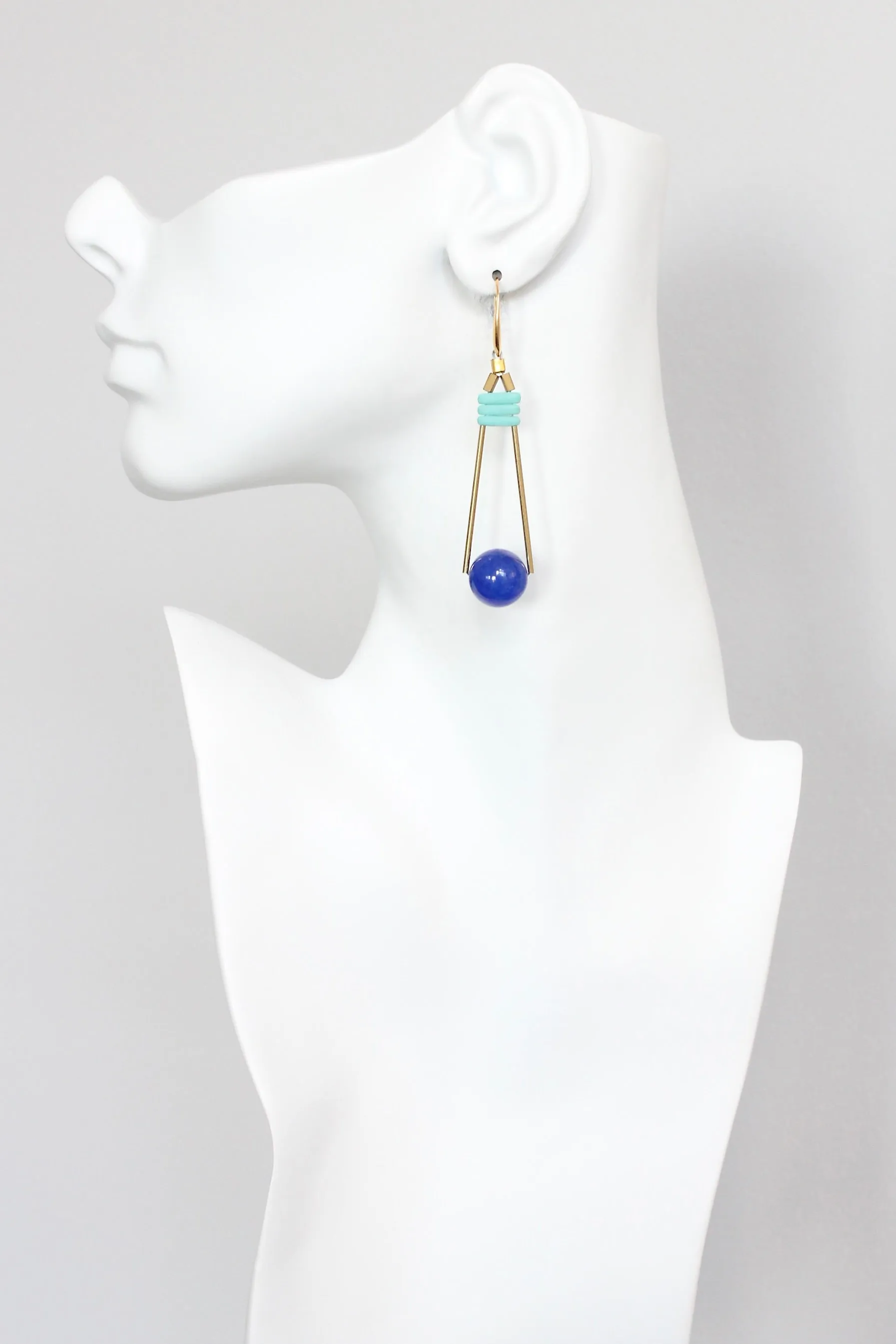 KYLE56 cobalt and turquoise geometric earrings