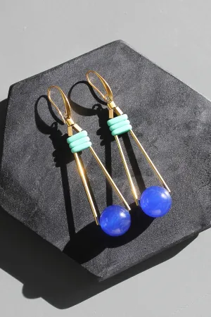 KYLE56 cobalt and turquoise geometric earrings