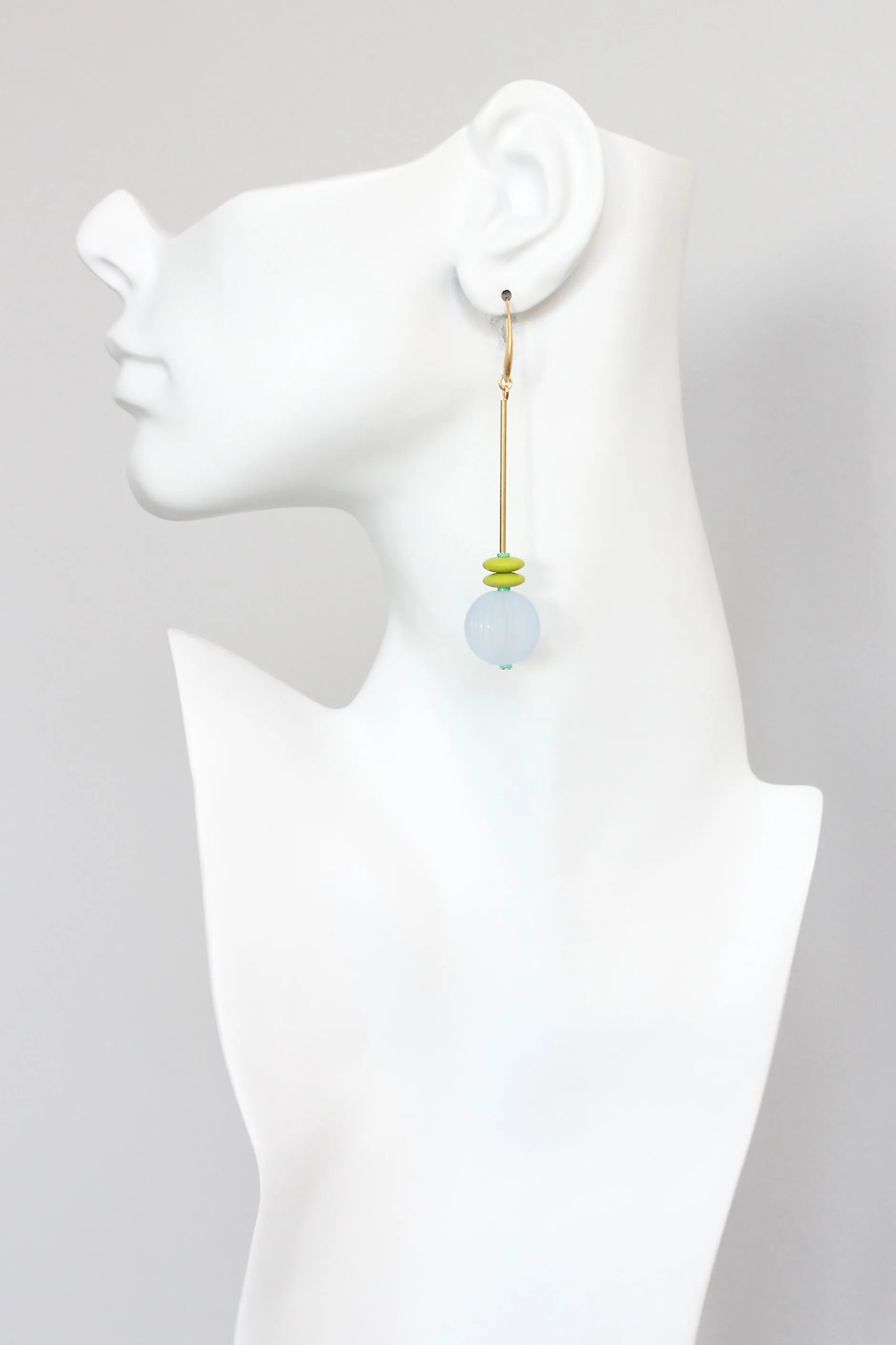 KYLE63 blue and chartreuse bauble geometric earrings