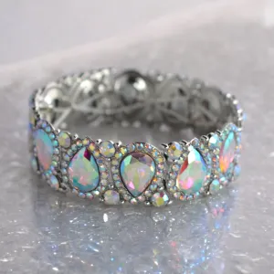 KYMA - ab teardrop crystal rhinestone stretch bracelet (silver)