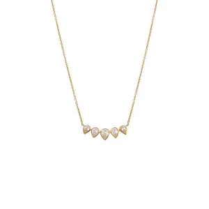 Lab Grown Diamond Pear Bezel Curved Bar Necklace 14K