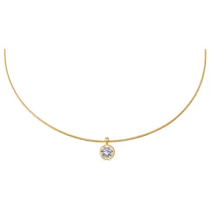 Lab Grown Diamond Round Bezel Round Omega Chain Necklace 14K
