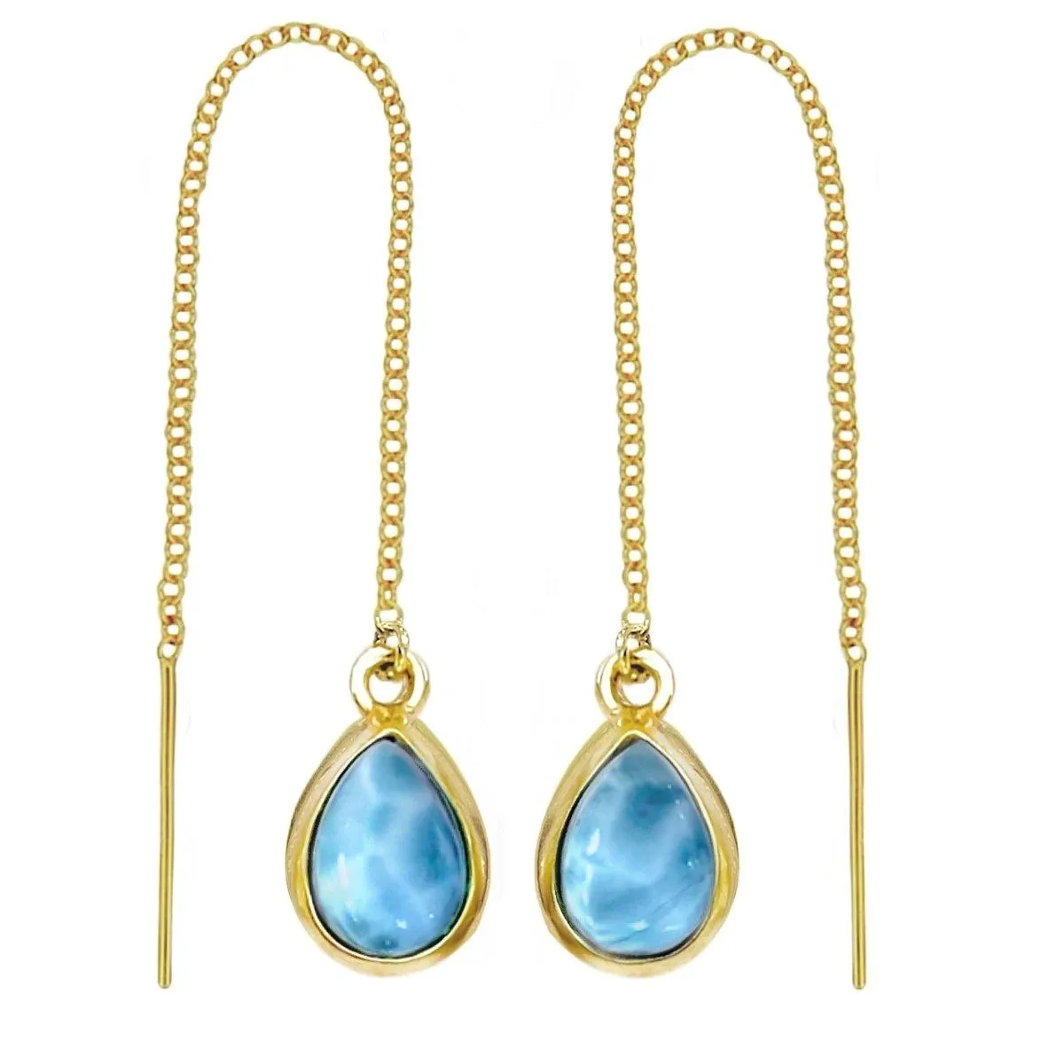 Laihas Classic Chic Gold Larimar Threader Earrings