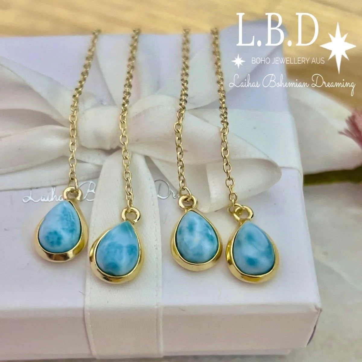 Laihas Classic Chic Gold Larimar Threader Earrings
