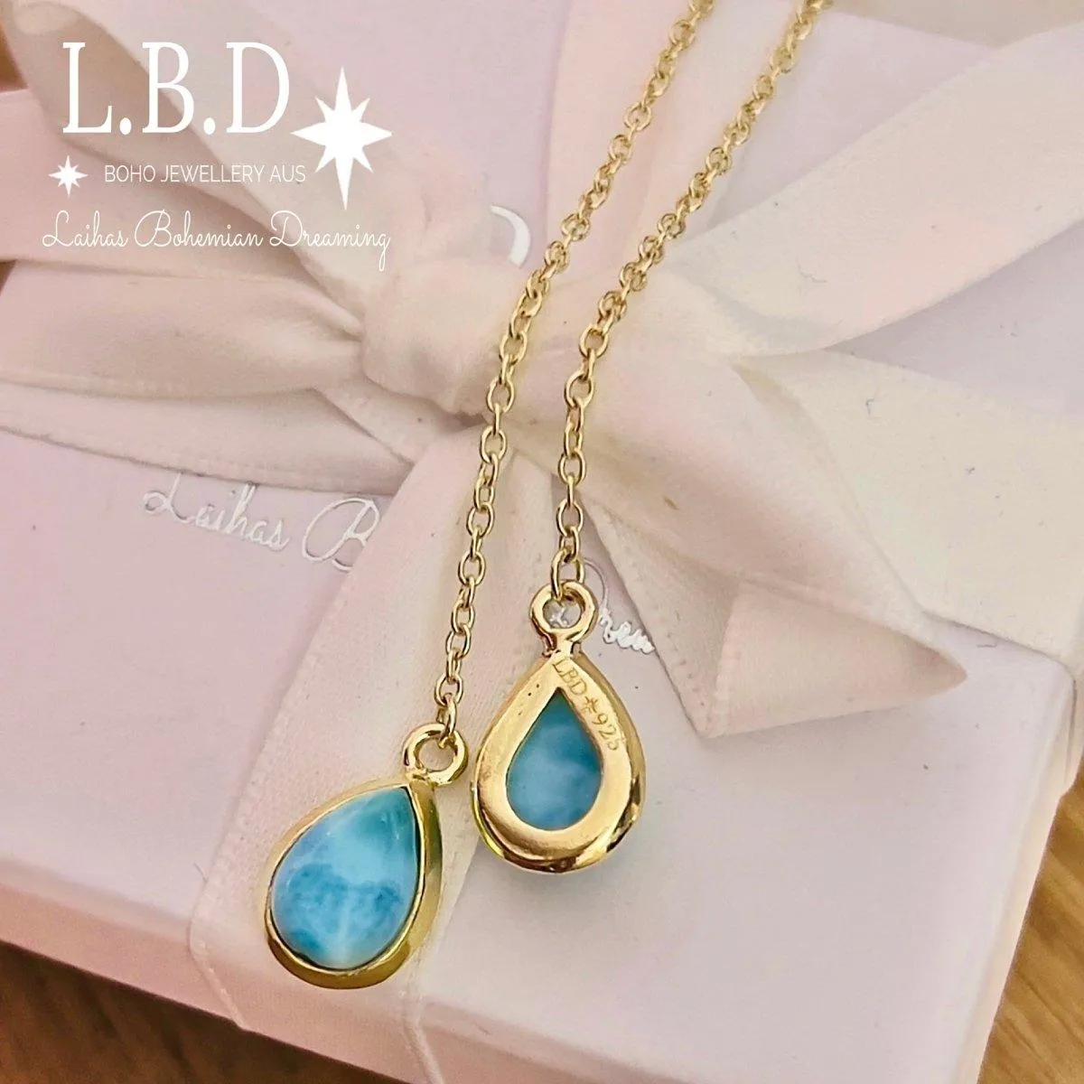 Laihas Classic Chic Gold Larimar Threader Earrings