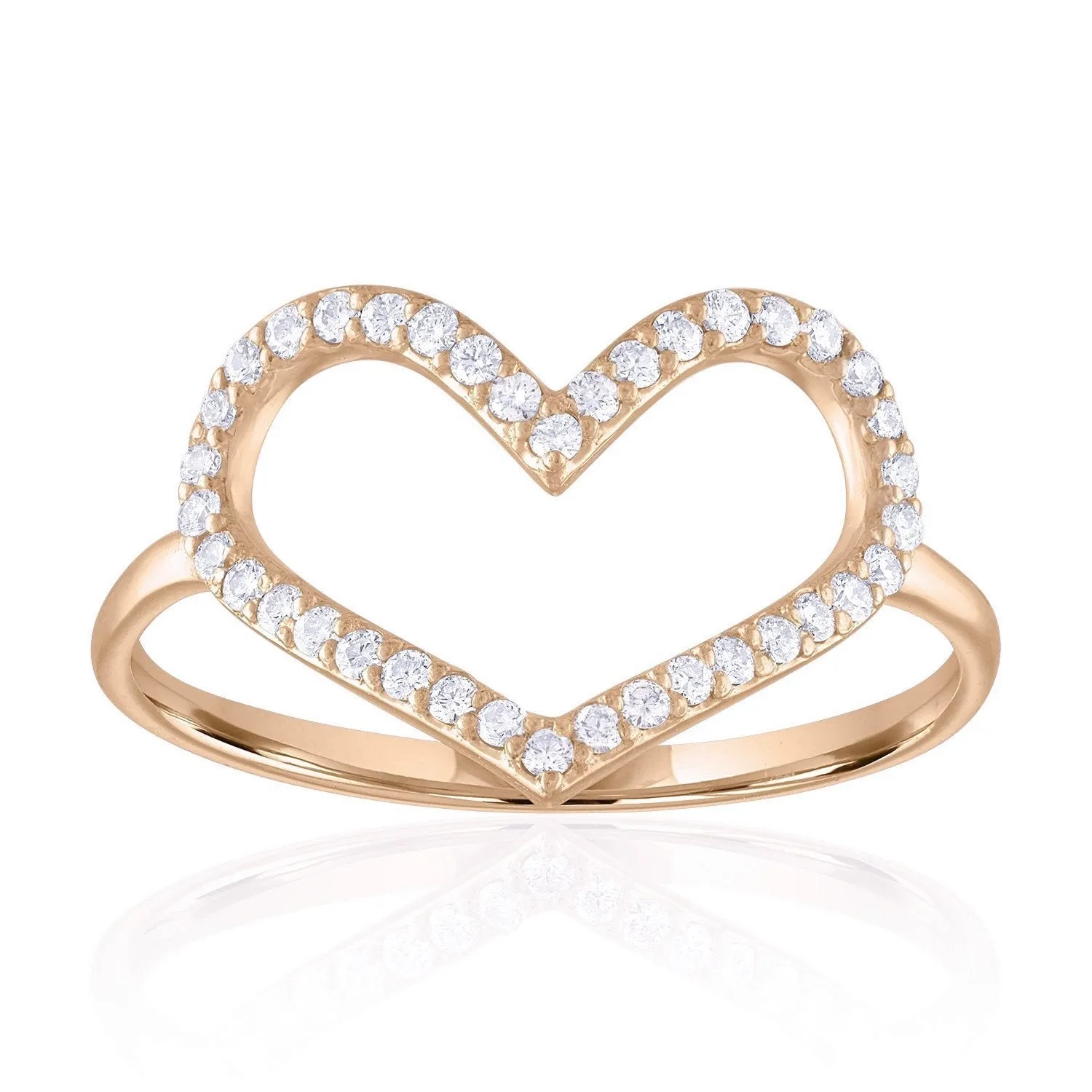 Large Open Heart Diamond Ring
