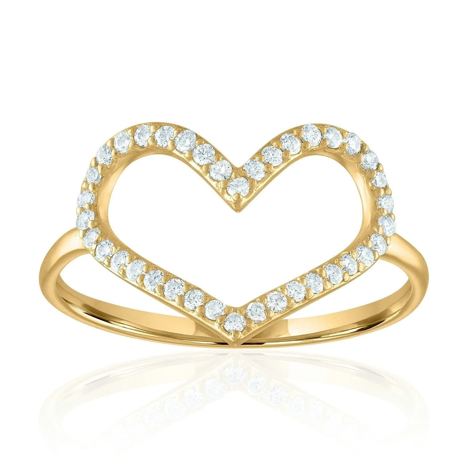 Large Open Heart Diamond Ring