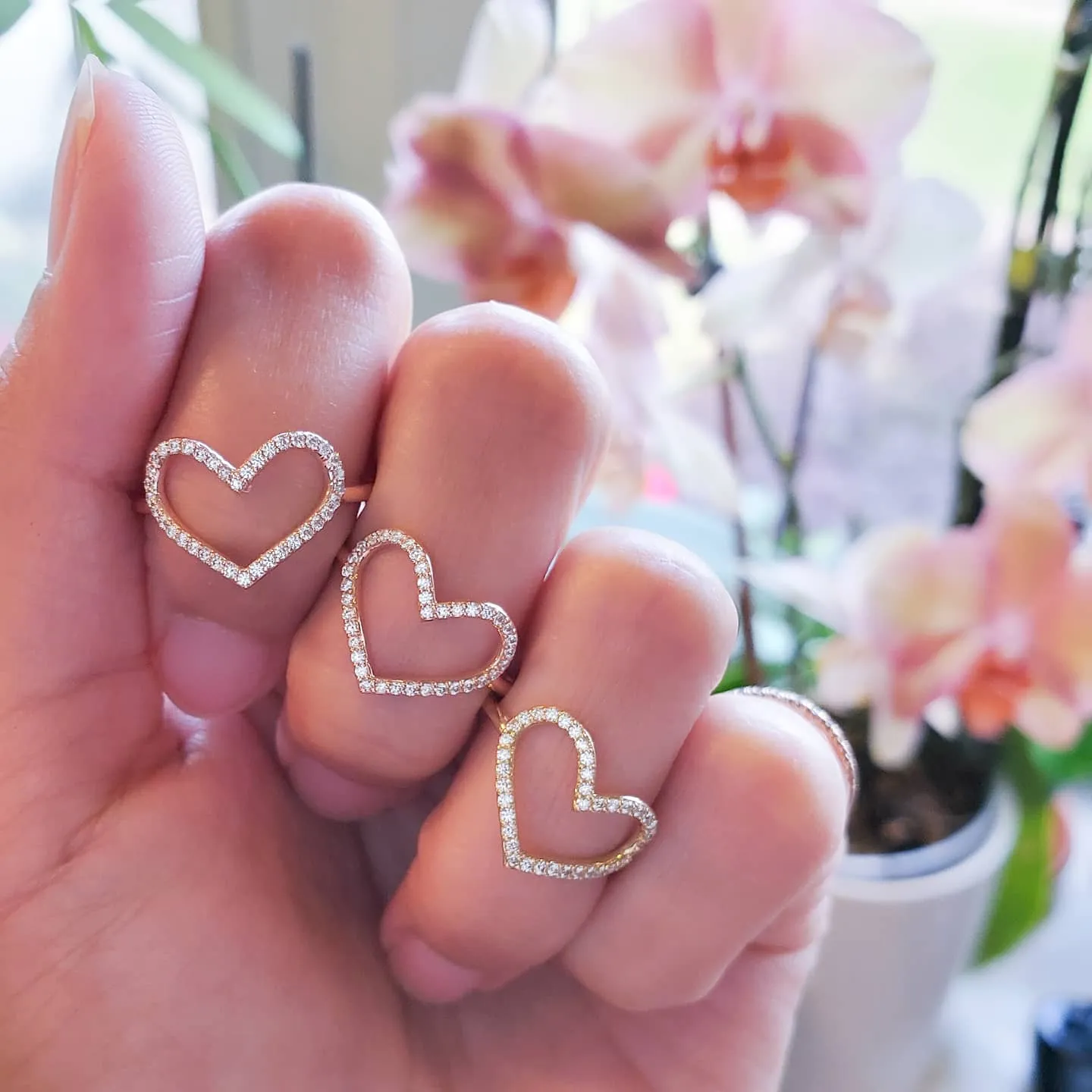 Large Open Heart Diamond Ring