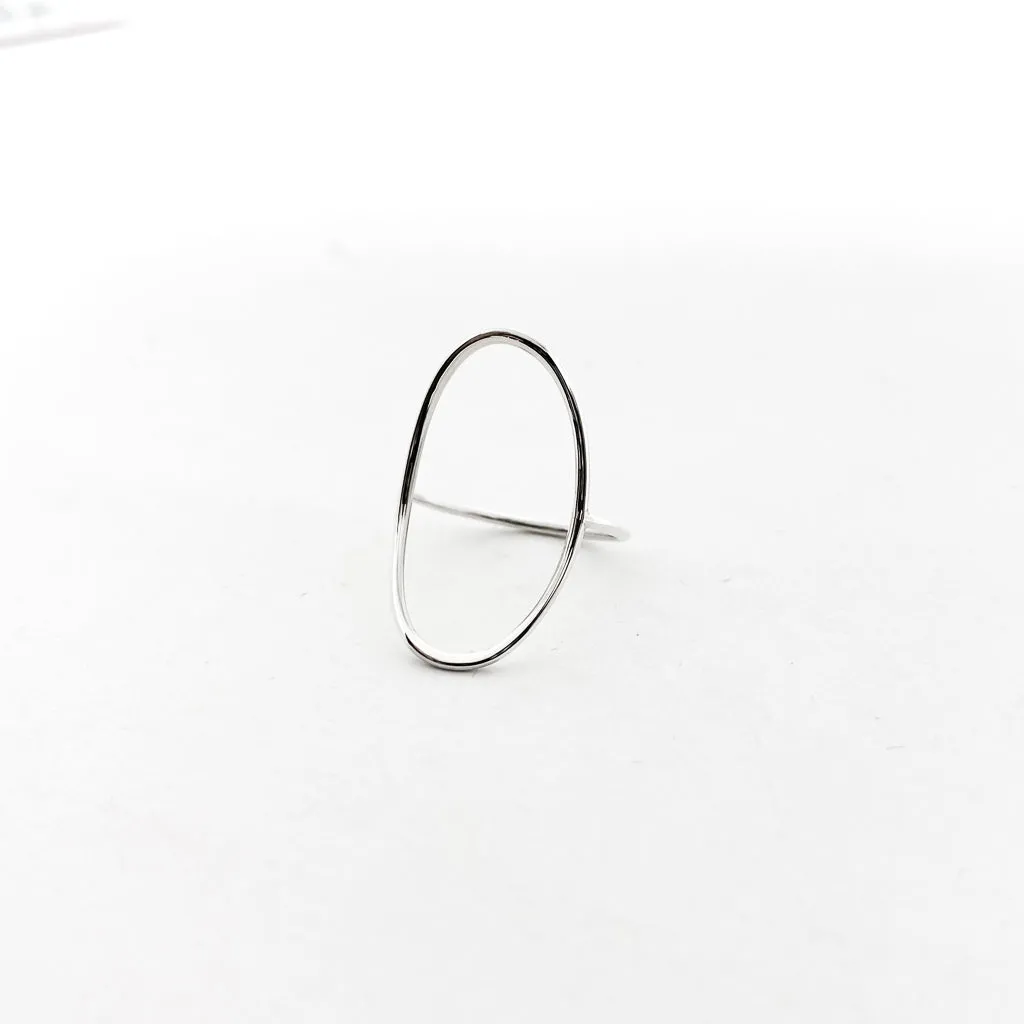 Large Open Oval Ring | Silver