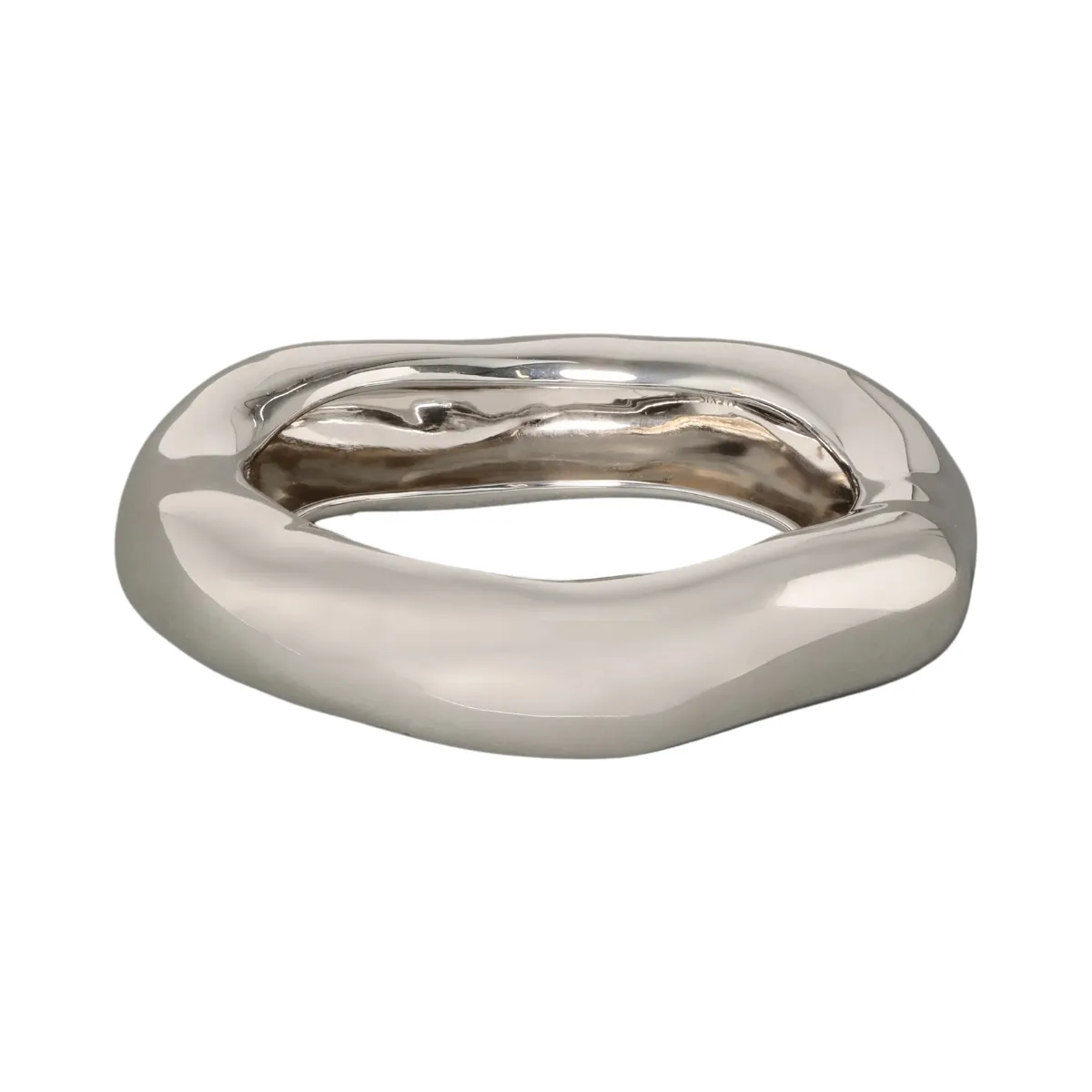 Large Silver Molten Bangle Bracelet - S/M