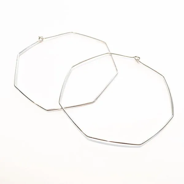 Large Sterling Silver Octagon Hoop Earrings