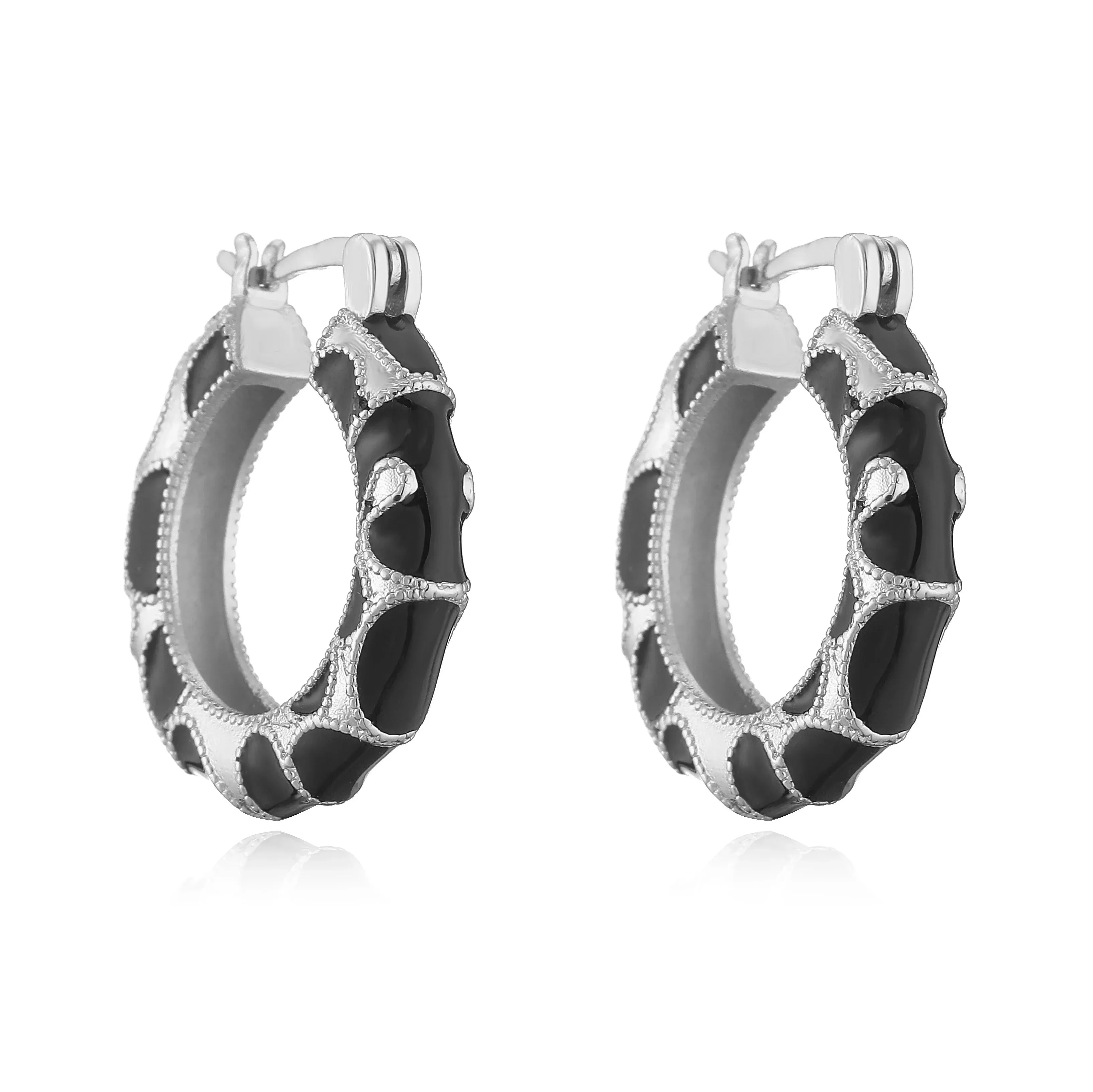 Leopard Print hoop Earrings rings necklace Fashion black white Cubic Zirconia women Geometric Jewelry set