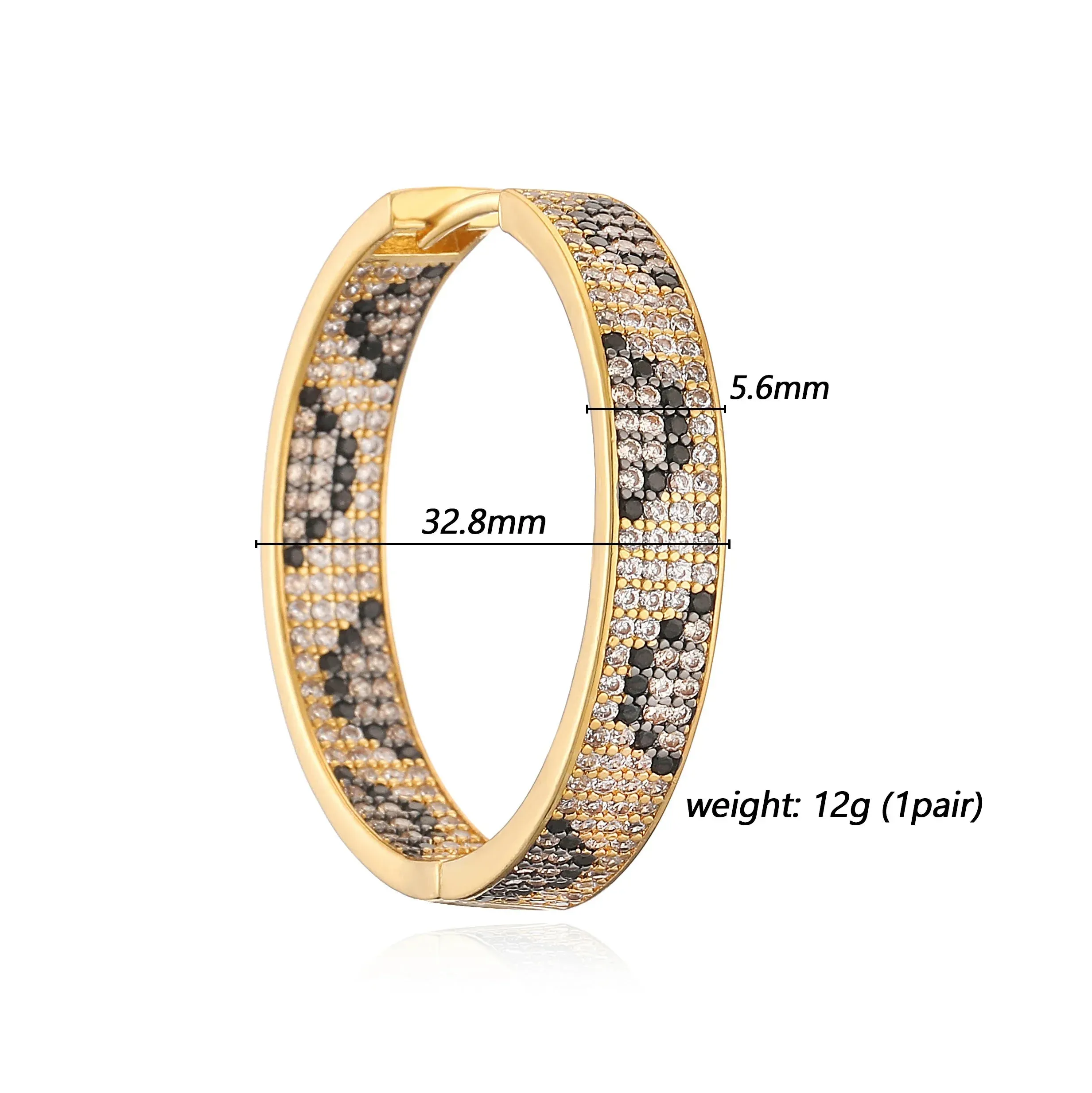 Leopard Print hoop Earrings rings necklace Fashion black white Cubic Zirconia women Geometric Jewelry set
