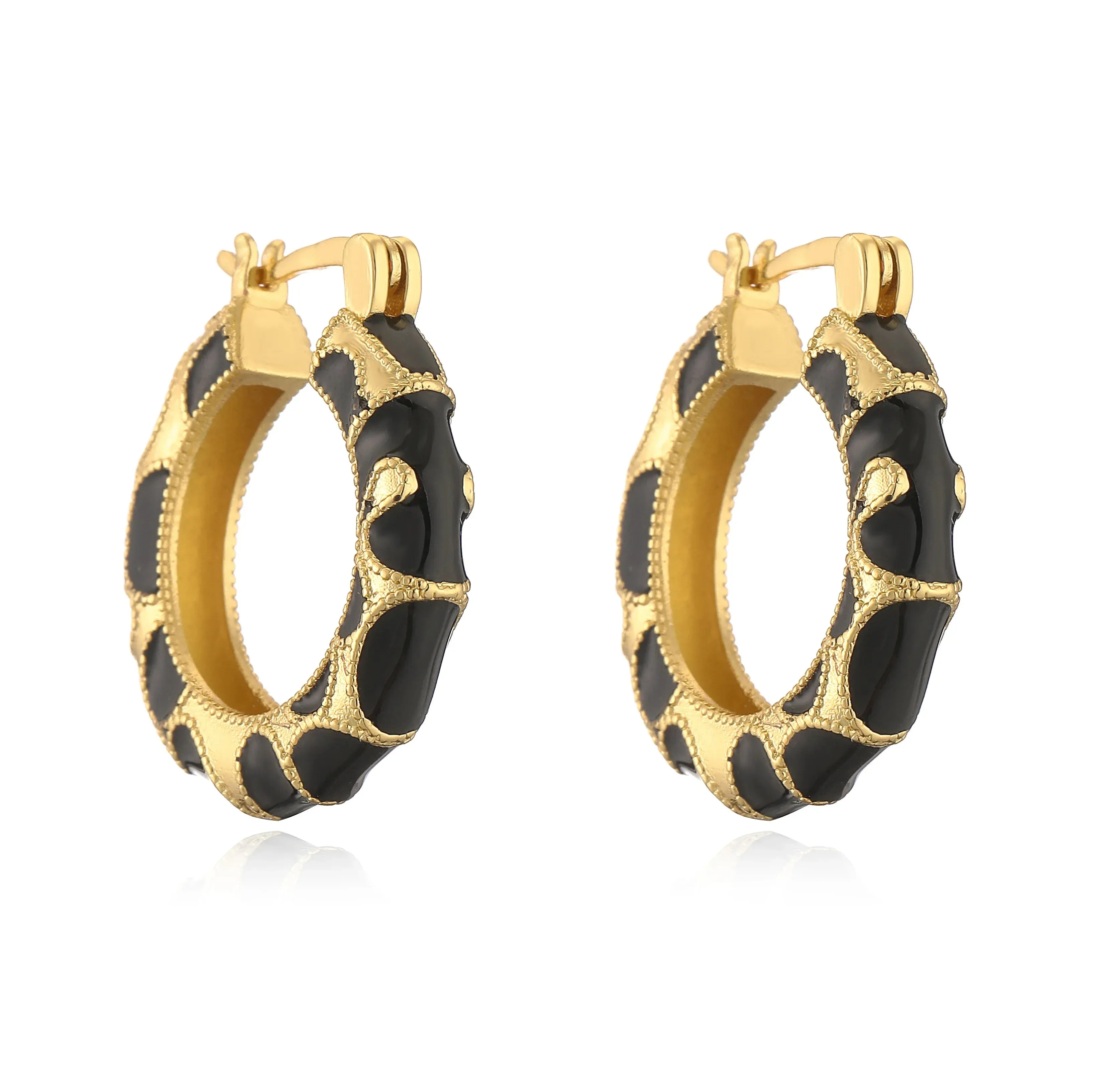 Leopard Print hoop Earrings rings necklace Fashion black white Cubic Zirconia women Geometric Jewelry set