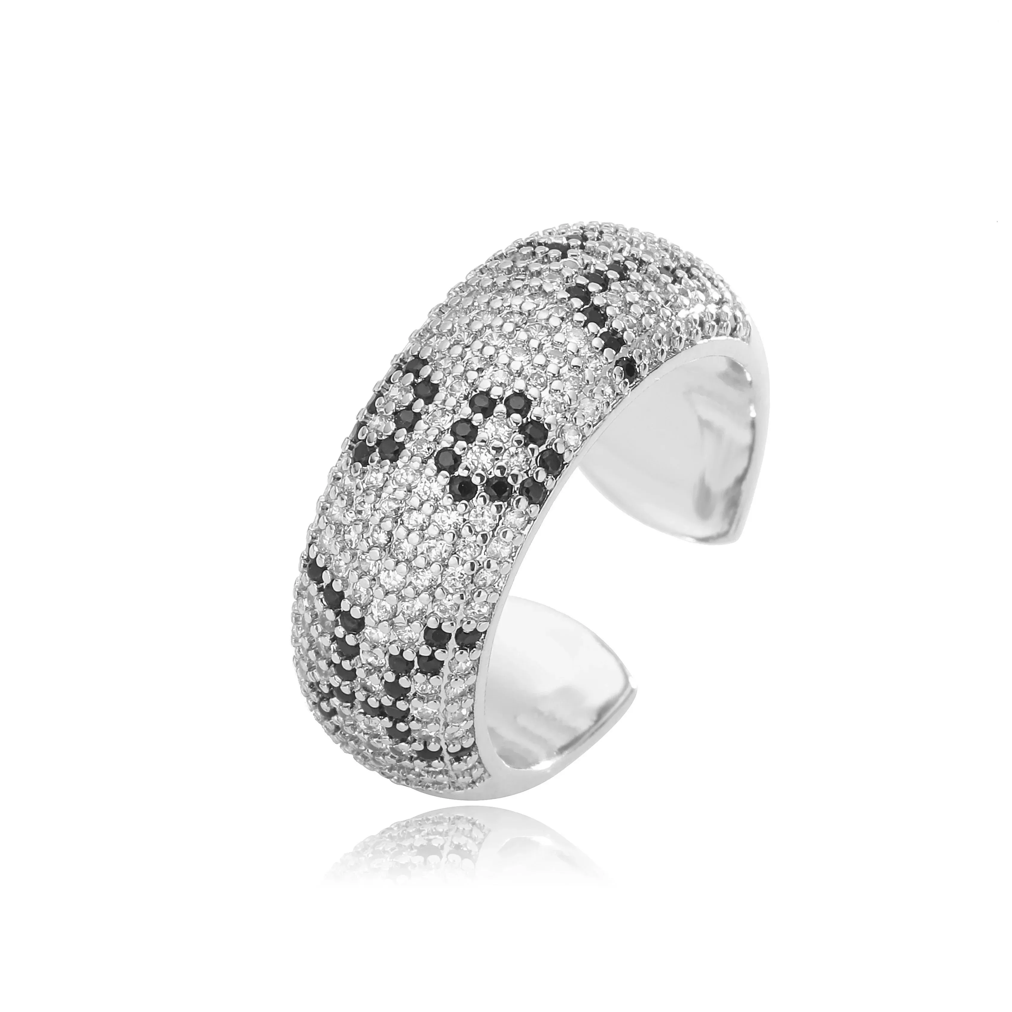 Leopard Print hoop Earrings rings necklace Fashion black white Cubic Zirconia women Geometric Jewelry set