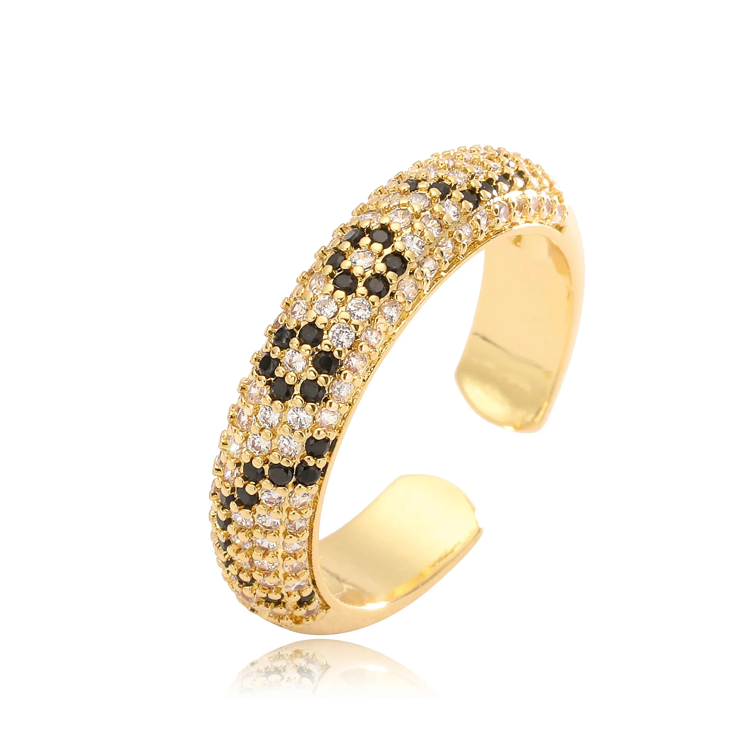 Leopard Print hoop Earrings rings necklace Fashion black white Cubic Zirconia women Geometric Jewelry set