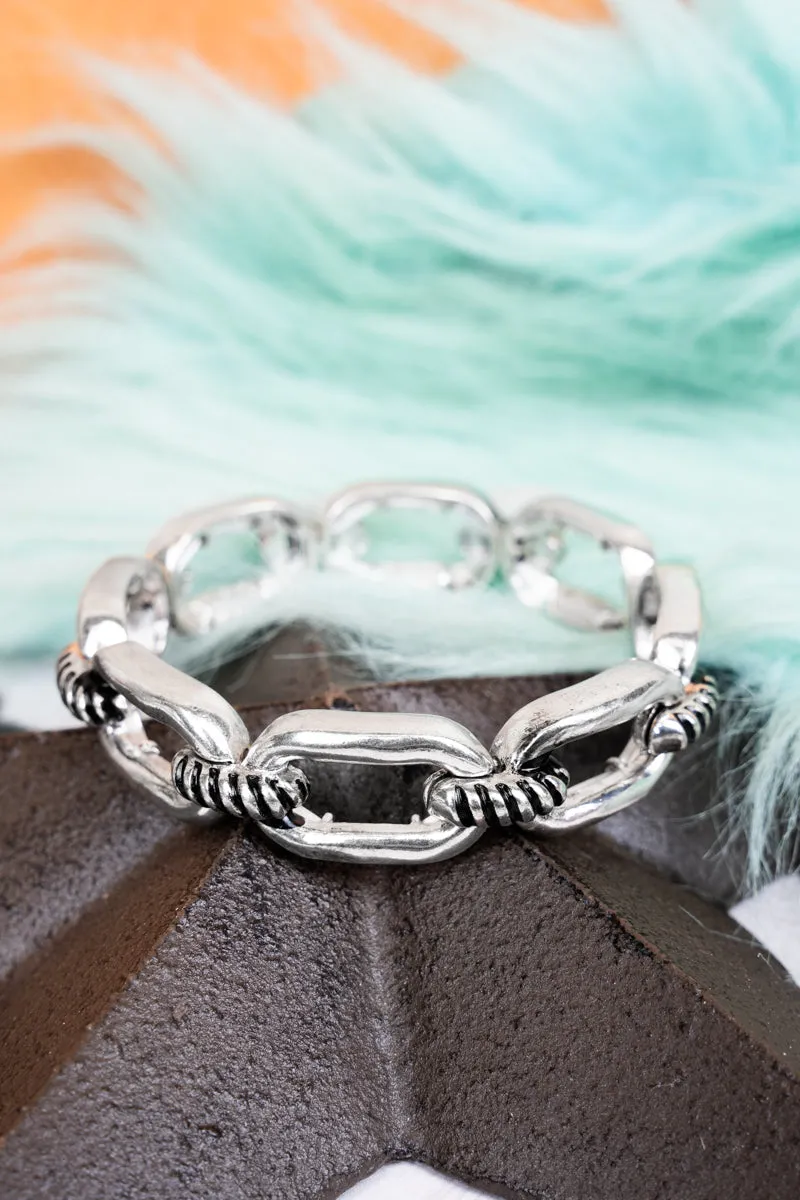 Let's Get Together Silvertone Stretch Bracelet