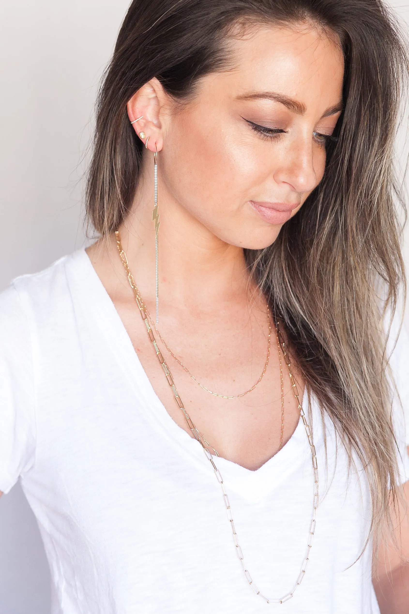 Lightning Chain Hoops- MORE metal options | SINGLE or PAIR