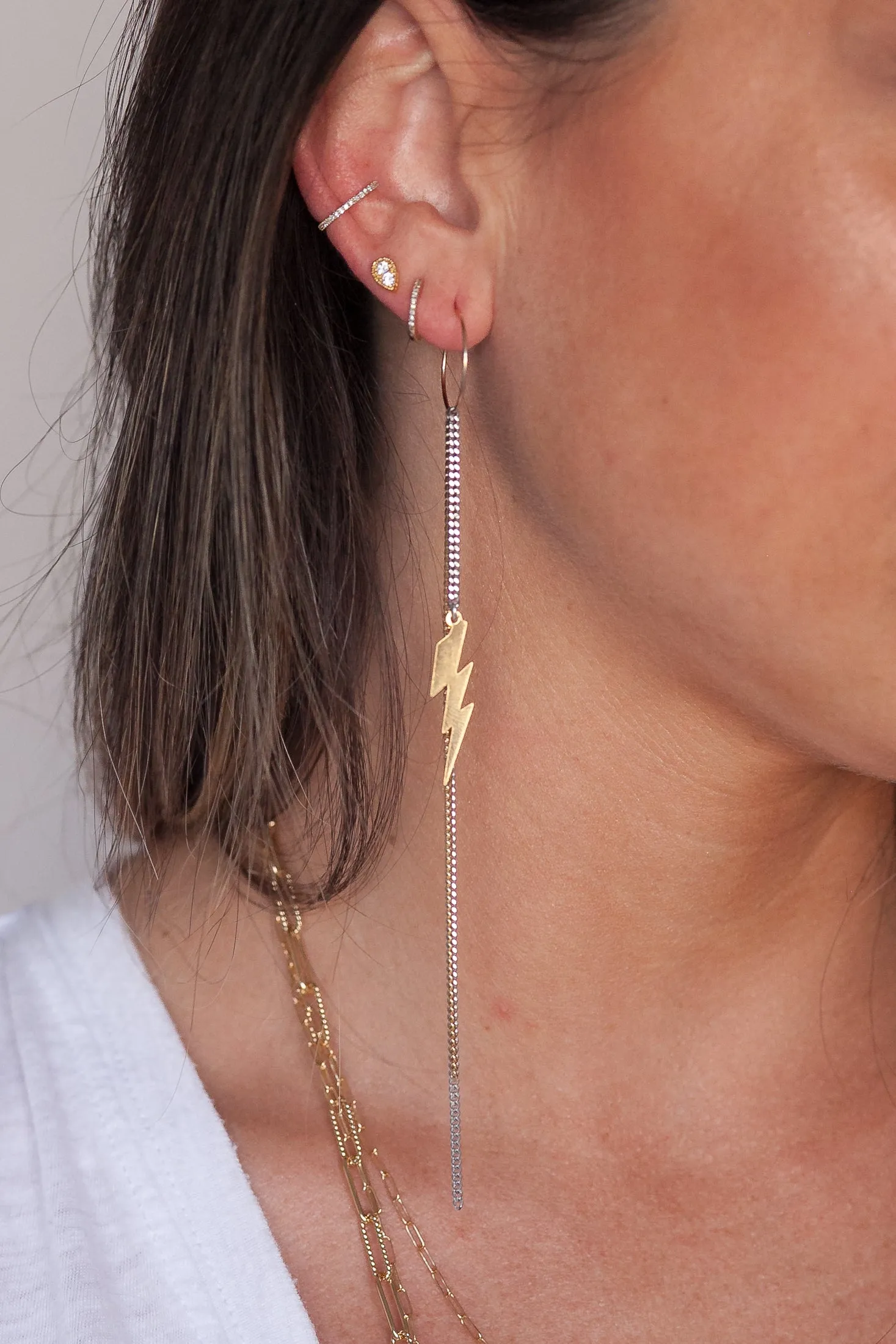 Lightning Chain Hoops- MORE metal options | SINGLE or PAIR