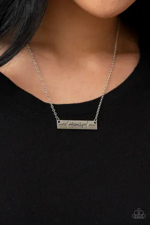 Living the Mom Life - Silver - "Family" Mother's Day Paparazzi Short Bar Necklace