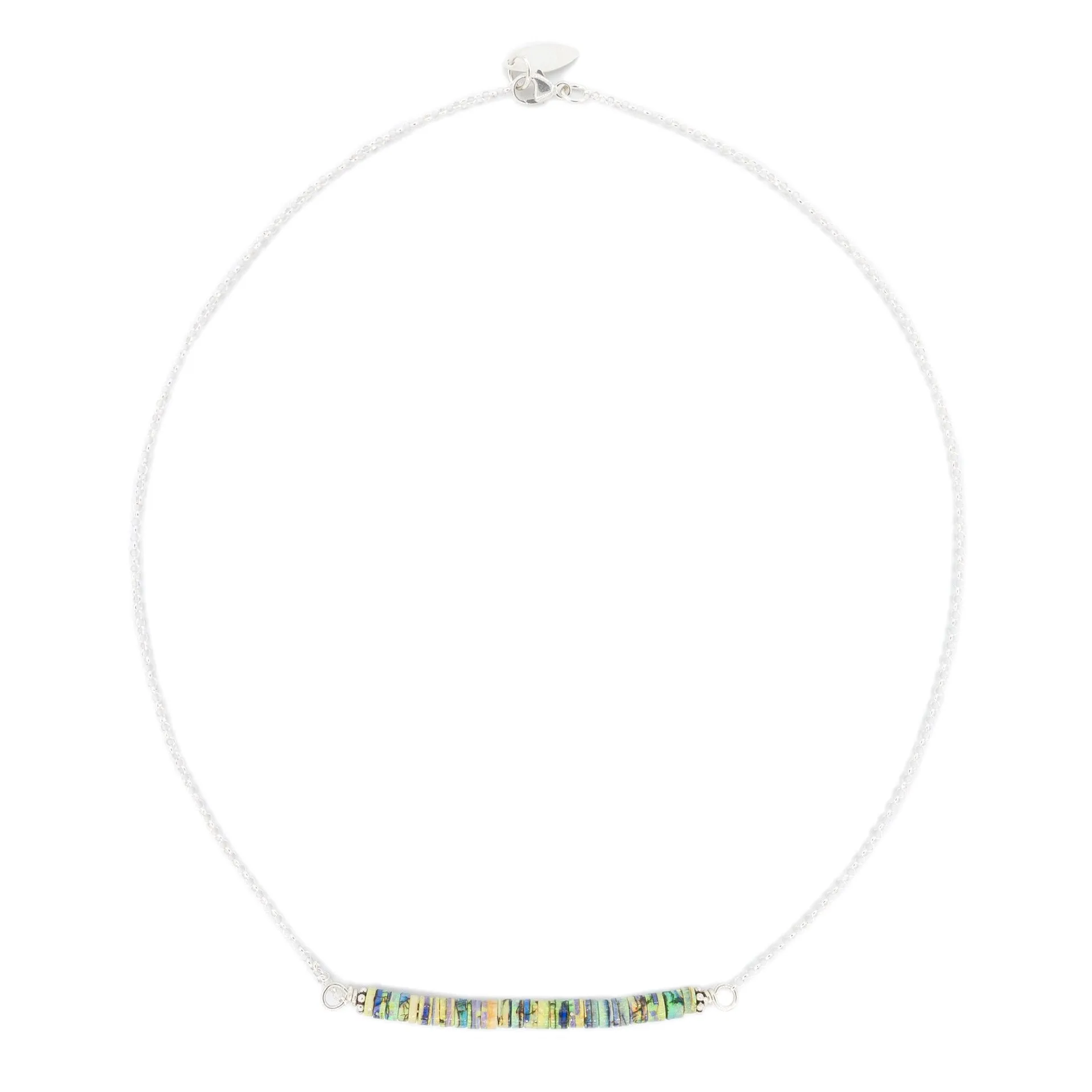 Lola - Opal Balance Bar Beaded Silver Necklace