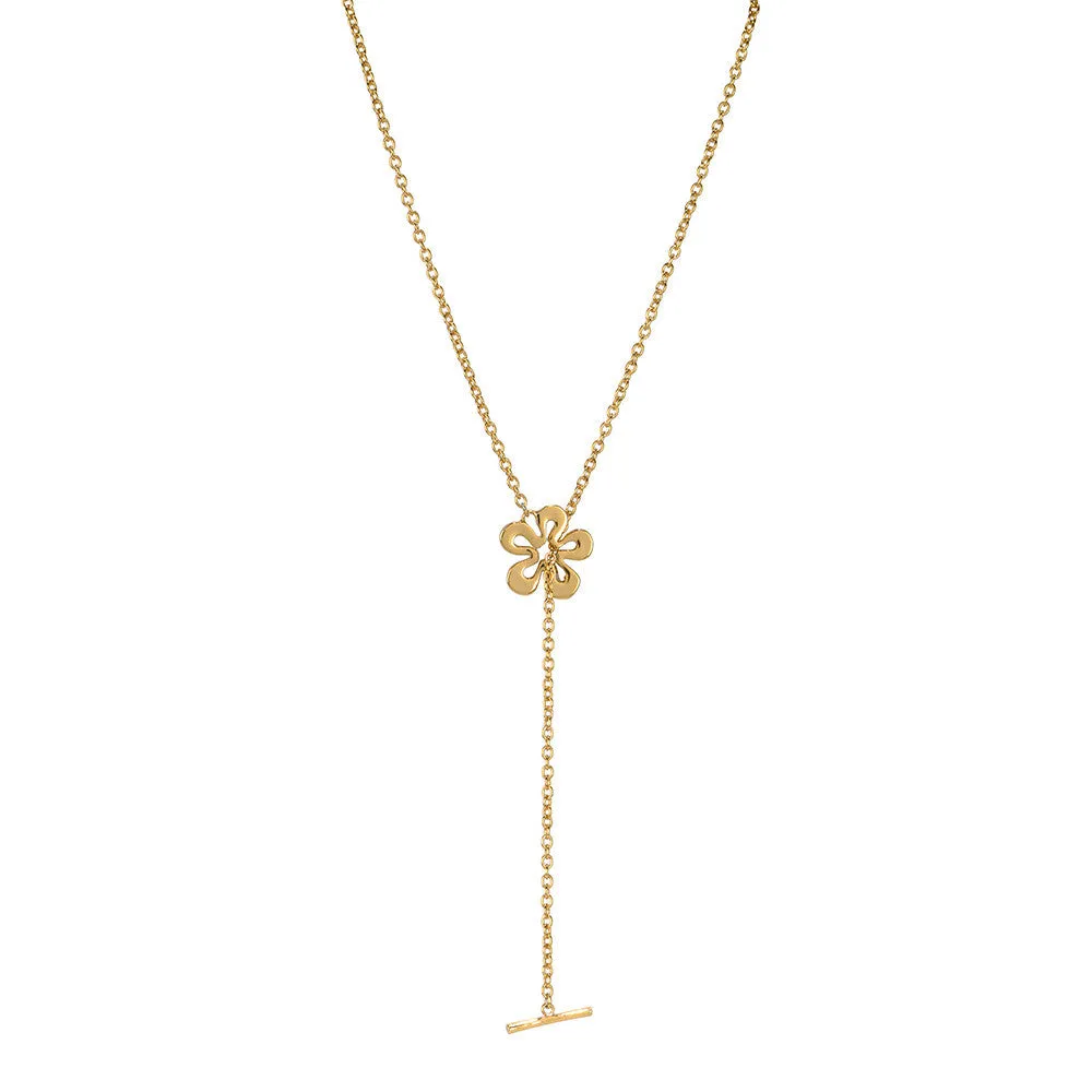 Long Single Flower with Bar Necklace