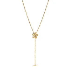 Long Single Flower with Bar Necklace