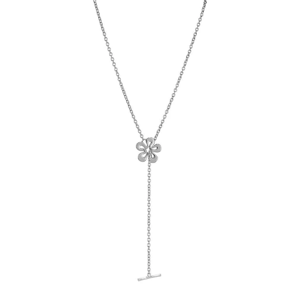 Long Single Flower with Bar Necklace