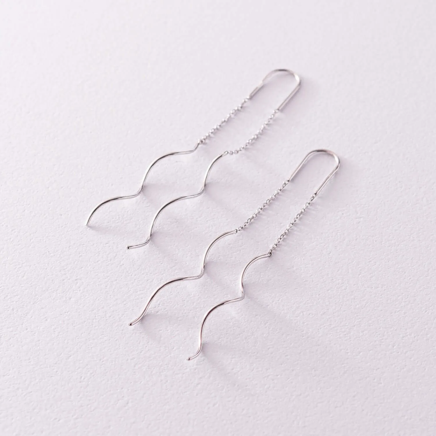 Long Threader Earrings 14k Gold Chain with Twisted Bar