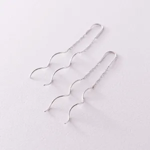 Long Threader Earrings 14k Gold Chain with Twisted Bar