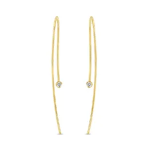 Long Wire Threader Hook Earrings with Diamonds
