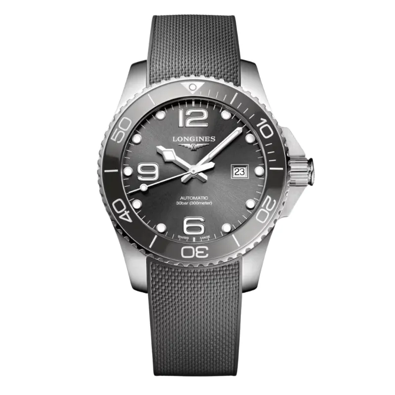 Longines Hydroconquest Grey Dial on Rubber Strap 43mm - L3.782.4.76.9