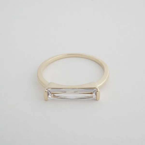 Lorena Long Crystal Baguette Ring