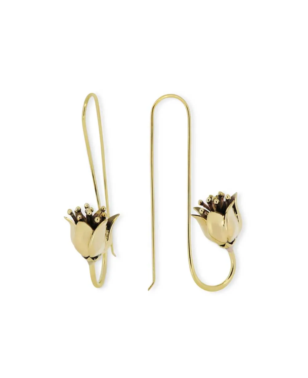 Lotus Design Threader Earrings