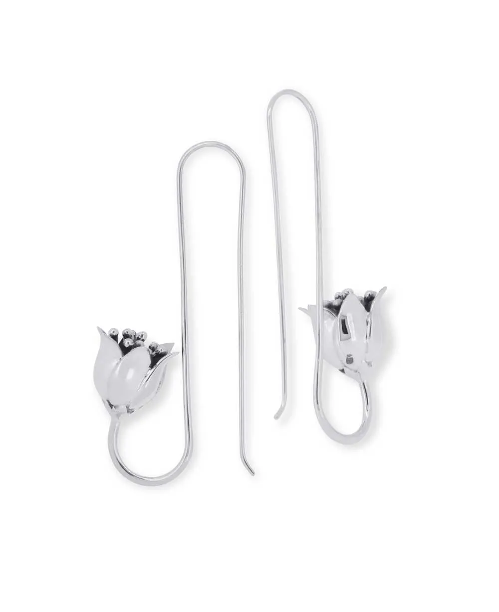 Lotus Design Threader Earrings