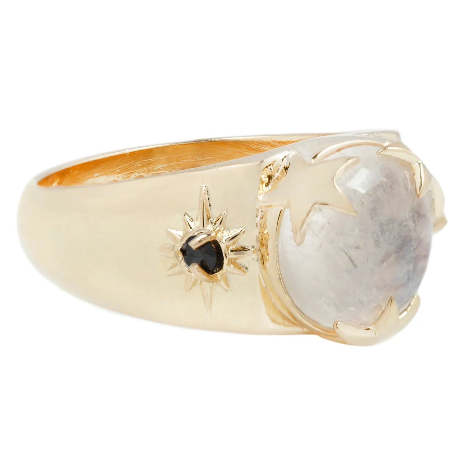 Luna Signet in Moonstone/Black Spinel