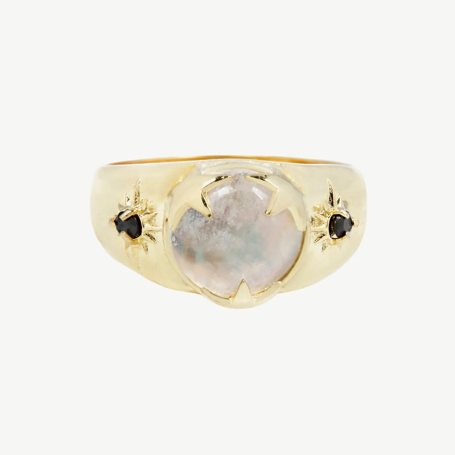 Luna Signet in Moonstone/Black Spinel