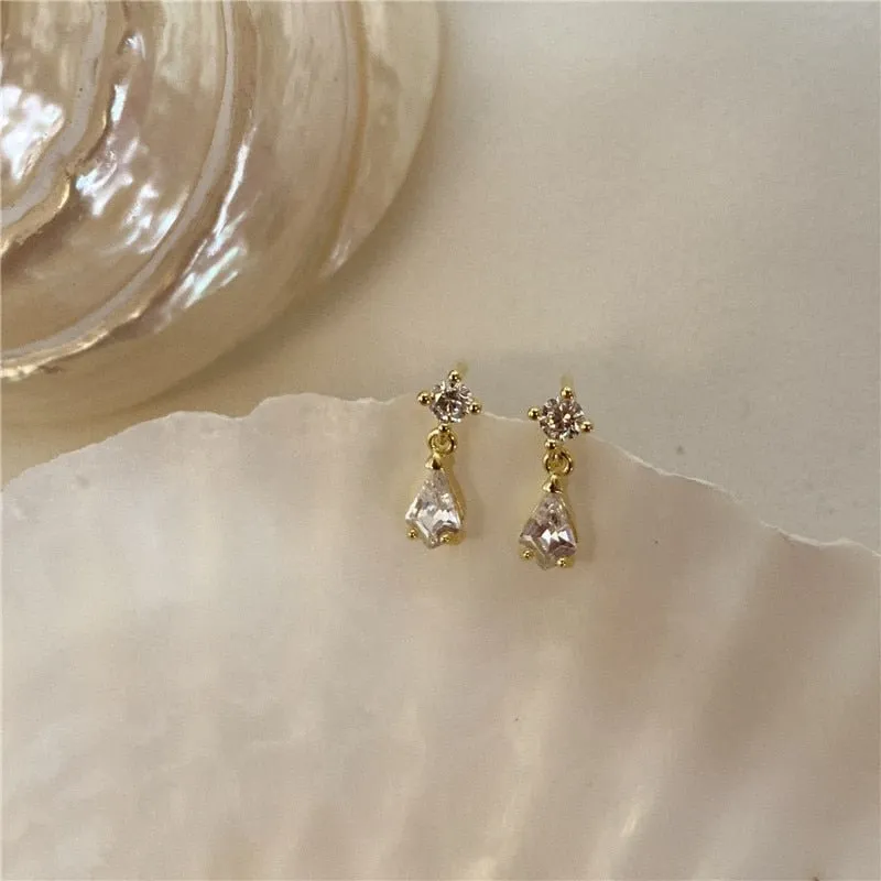 Luxury White Zircone Earrings Women S925 Sterling Silver 14k Gold Jewelry