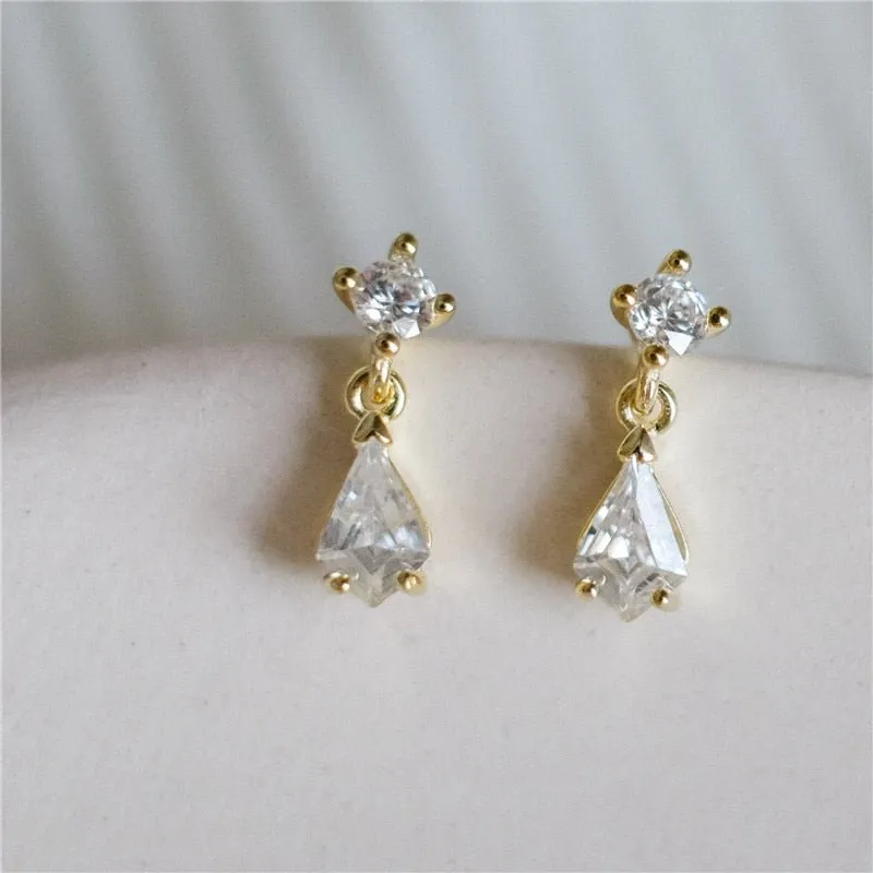 Luxury White Zircone Earrings Women S925 Sterling Silver 14k Gold Jewelry