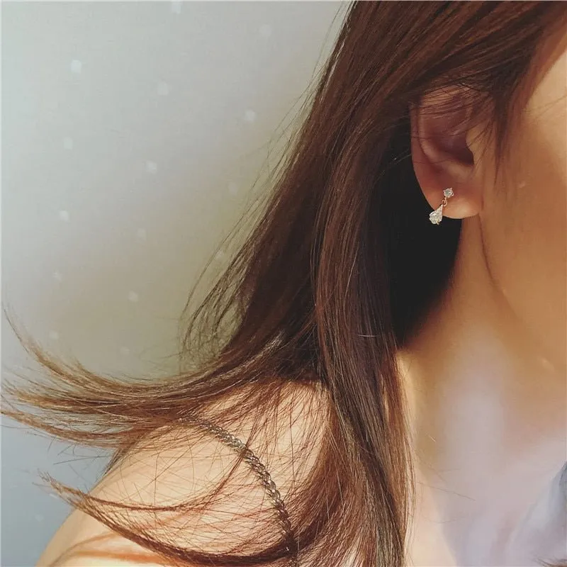 Luxury White Zircone Earrings Women S925 Sterling Silver 14k Gold Jewelry