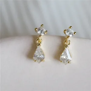 Luxury White Zircone Earrings Women S925 Sterling Silver 14k Gold Jewelry