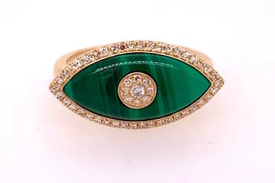 Malachite and Diamond Evil Eye Ring
