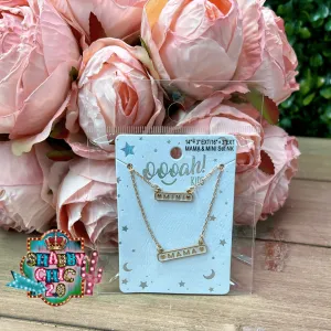 Mama/Mini Bar Necklace Set - White