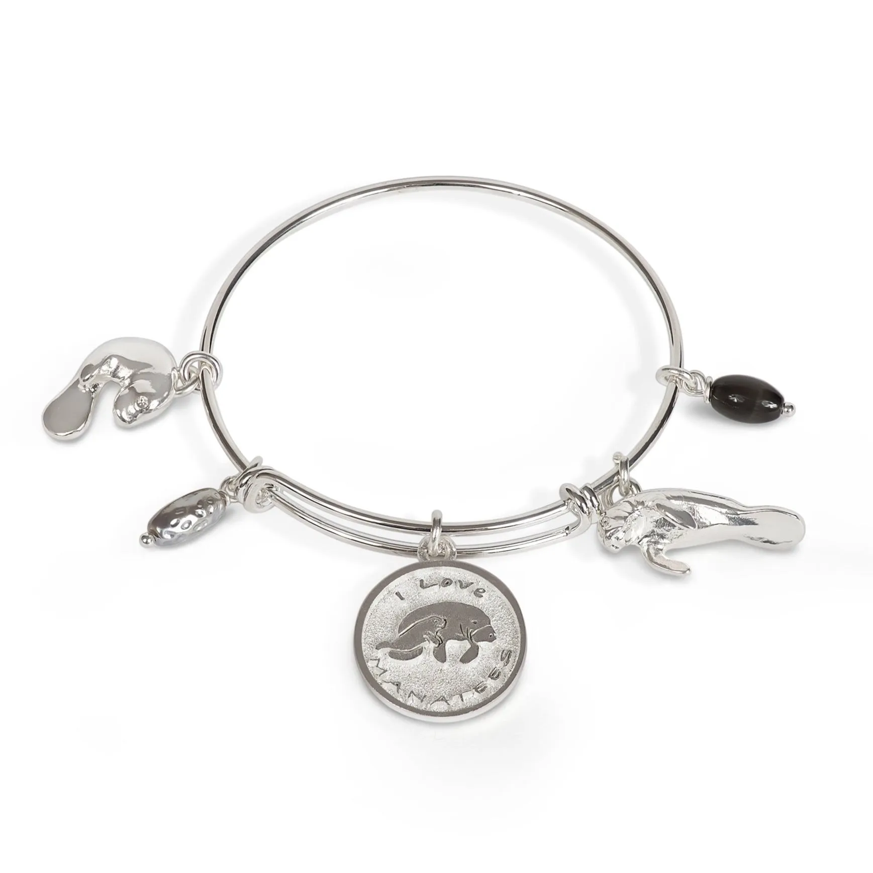 Manatee Bracelet for Women, Manatee Bangle Bracelet, Manatee Charm Bracelet, Adjustable Bracelet for Women, Expandable Bracelet with Manatee Charms