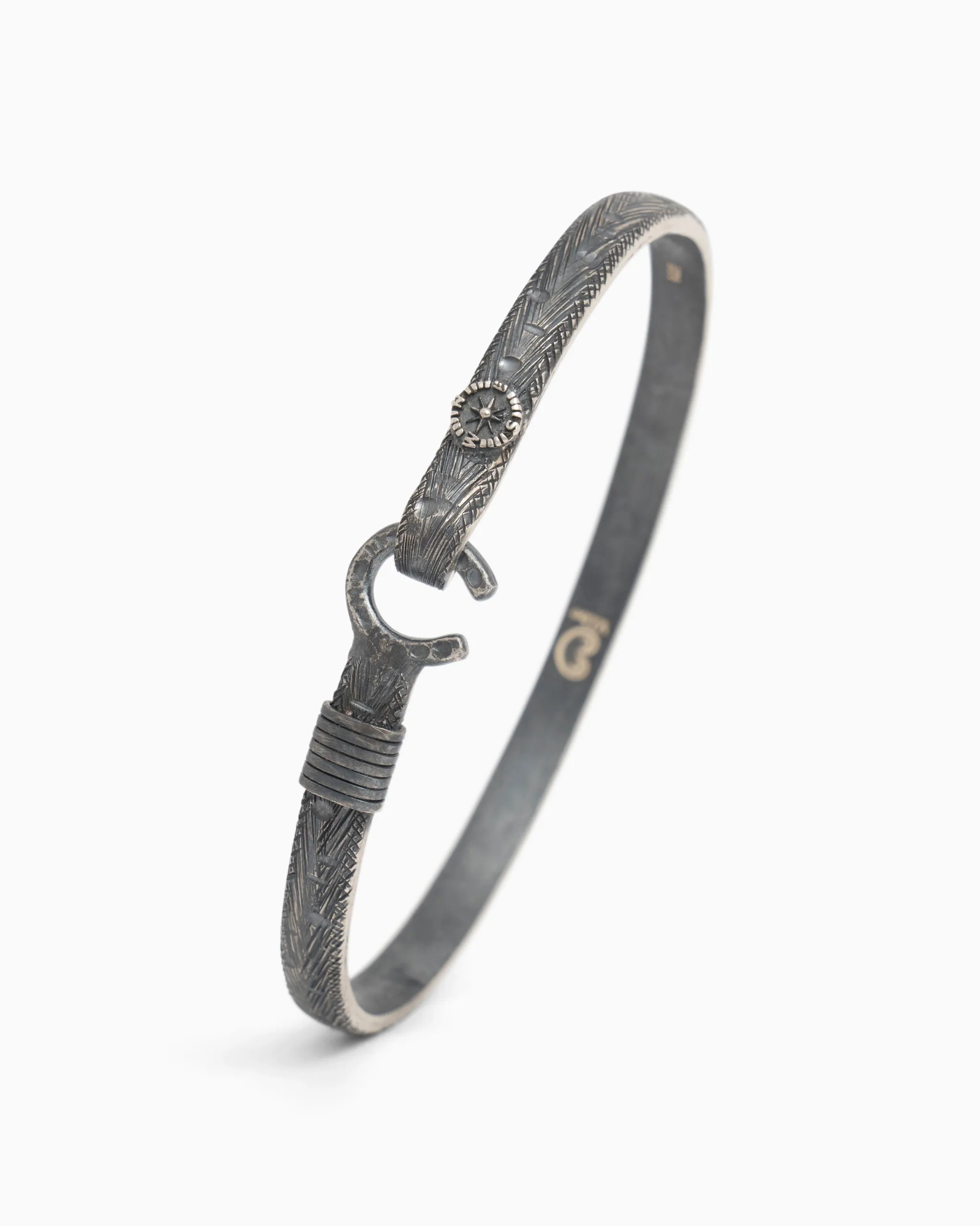 Marine Texture Hook Bracelet with Compass, 5mm