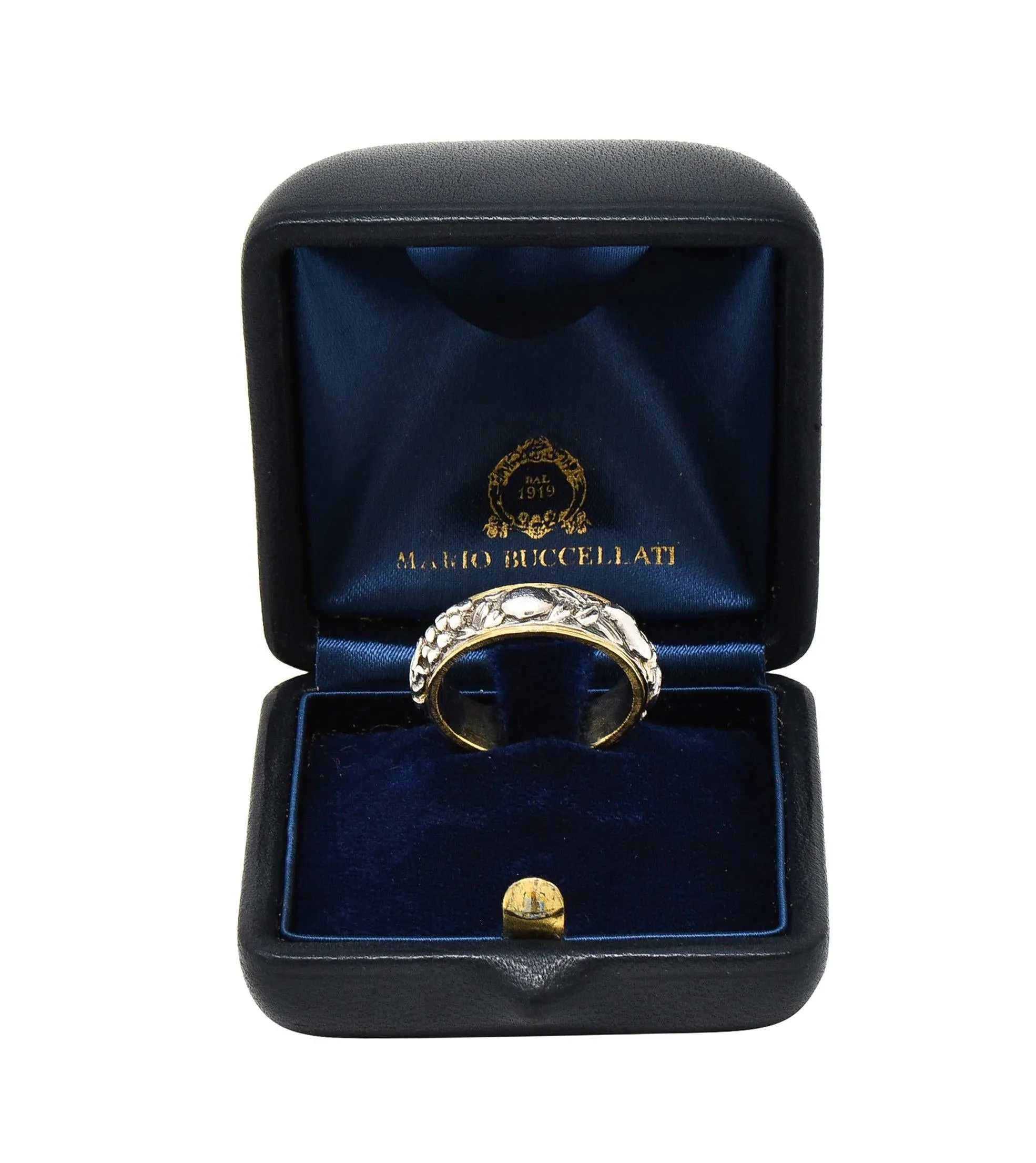 Mario Buccellati 1950's 18K Gold Silver Brunito Fruit Vine Vintage Unisex Eternity Band Ring
