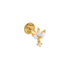 Marquise x Solitaire Dangle Threaded Stud Earring 14K